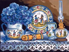 Margot de Paris Needlepoint canvas for halfstitch without yarn Earthenware an...