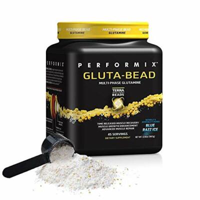 Performix GLUTA-BEAD | Time Release Glutamine Powder, Blue Razz  (2 Bottles) 