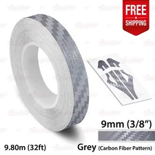 CARBON FIBER GRAY 3/8" 9mm PIN STRIPE Car Striping TAPE Decal Vinyl Sticker