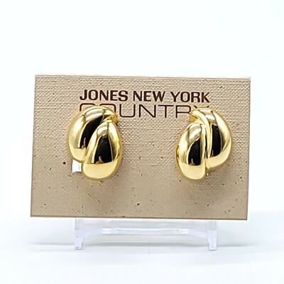 Jones New York Country Couture Clip On Earrings Gold Tone New Old Stock  Vintage