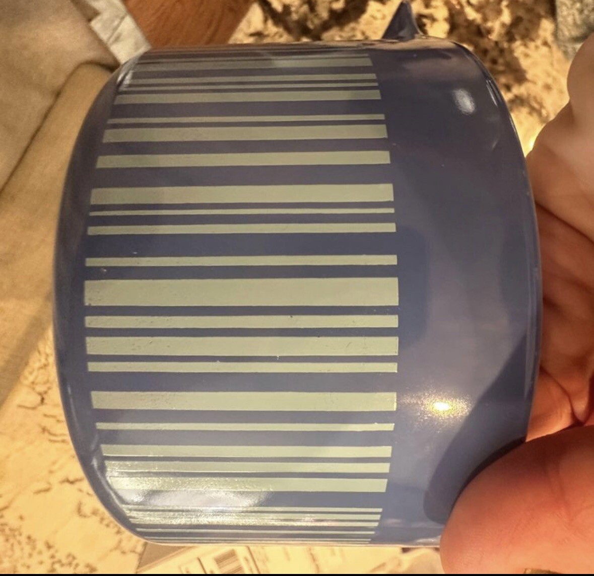 RARE 1966 PYREX Promo Pattern Blue Stripe Barcode Casserole Dish 474 ...