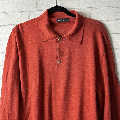 ALPACA 111 Sweater Pima Cotton Rust Red Made In Peru Size Medium M Comfort - Picture 2 of 8