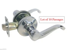 10 Passage Polished Chrome closet hallway no lock Door Lever Handle Knobs