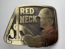 Vintage Redneck Belt Buckle The Great American Buckle Co. 1979 Red Neck 70s Gold