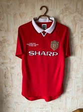 Manchester United 1997 - 2000 Champions Cup Score Draw football shirt size Small