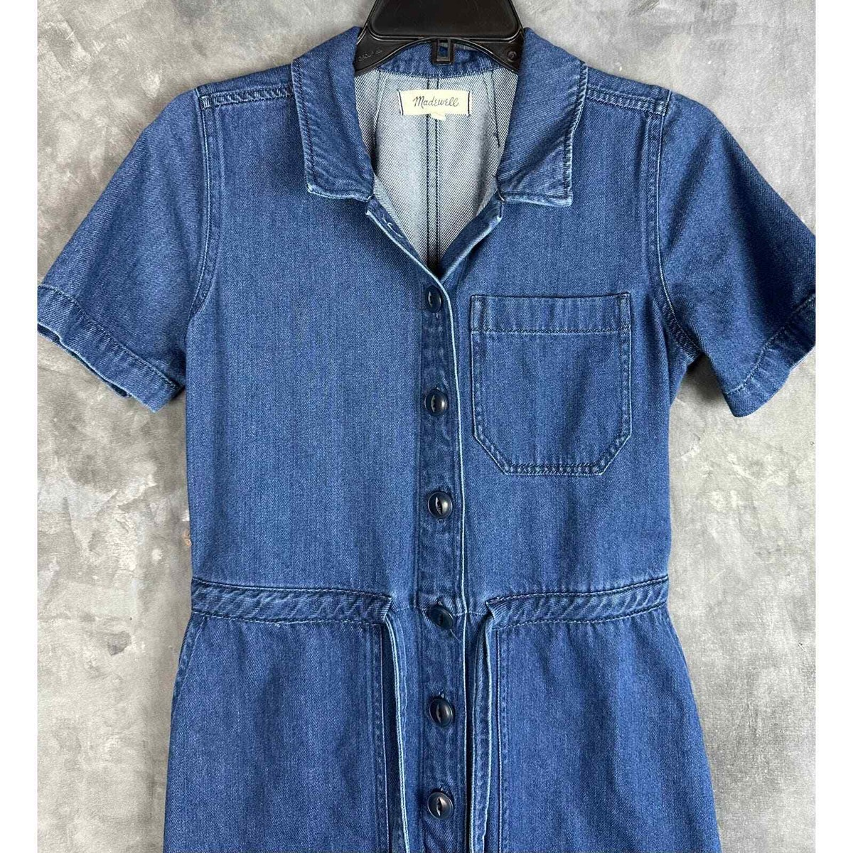 Madewell Blue # J8464 Denim Wide-Leg Utility Jumpsuit sz 2 (13510