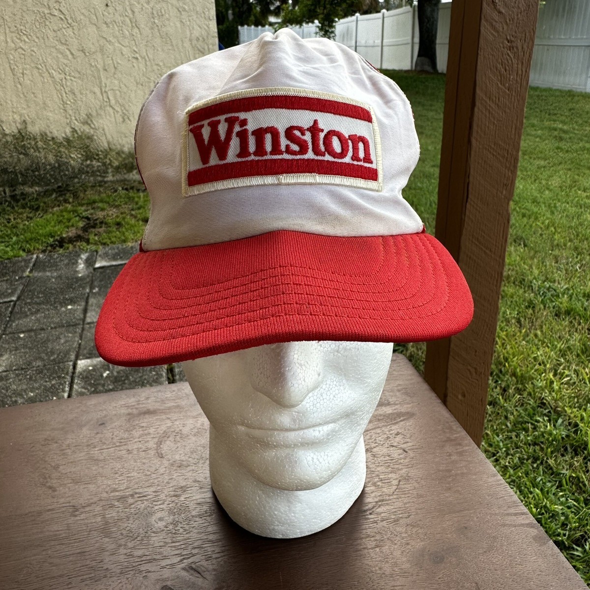 Vintage Winston Trucker Cap Hat Mens Adjustable Red Snapback