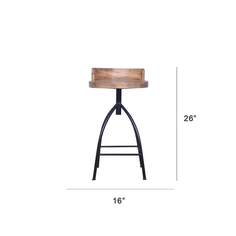 The Urban Port Industrial Style Adjustable Swivel Counter Height Stool With Back - Image 4 of 4