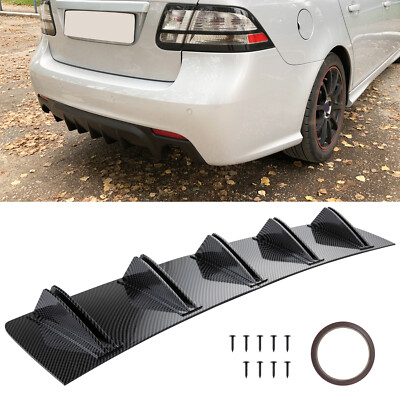 Carbon Fiber Rear Lip Bumper Diffuser 10 Fins Spoiler Splitter For Toyota Prius