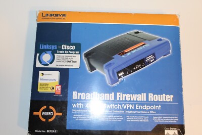 Cisco Linksys Broadband Firewall Router 4-Port Switch/VPN Endpoint BEFSX41 WIRED