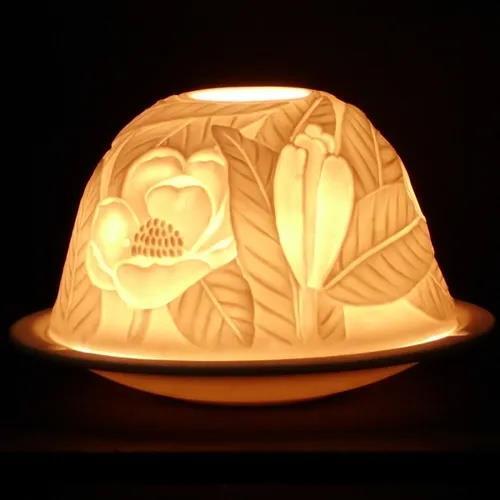 Nordic Lights Flowers Porcelain Tealight Decorative Candle Holder Dome & Tray