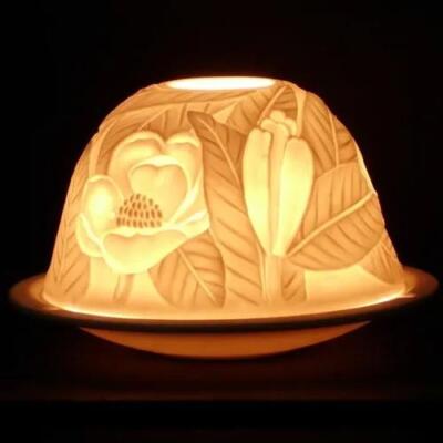 Nordic Lights Blumen Porzellan Teelicht Deko Kerzenhalter Kuppel & Tablett