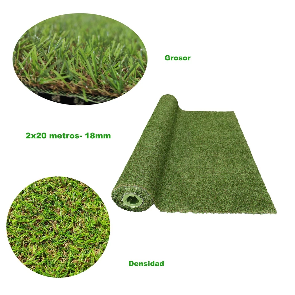 HANKLEX-rollo de césped artificial 2x20 metros 18 mm de altura - Imagen 2 de 4