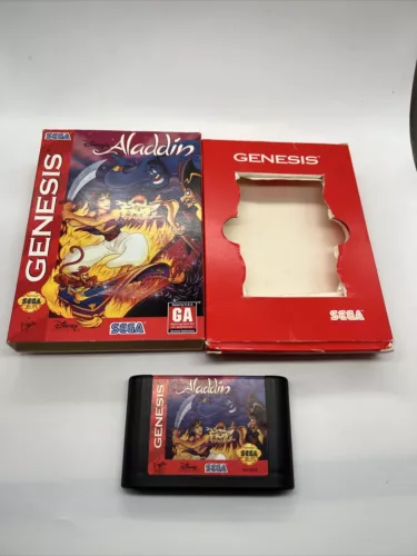 Disney's Aladdin (Sega Genesis, 1993) Authentic & Tested Game Cart With Box