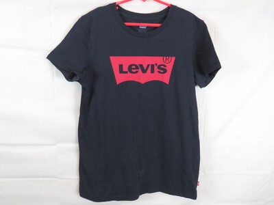 トップス LEVI'S VINTAGE CLOTHING TEARS RED BLACK Levis red tab logo black T-Shirt Youth Boys XS Vintage | eBay