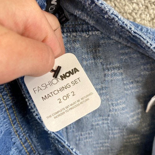NWT Fashion Nova Matching Set 2 Of 2 Straight Jeans Women's L Blue High Rise - Picture 6 of 10