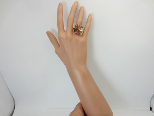 18K Oro Amarillo con Amatista Aguamarina Granate Y Turmalina Anillo 5.40CT - Imagen 9 de 16