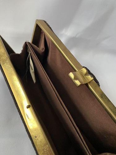 Borsa da sera vintage anni '50 marrone cioccolato frizione - Foto 12 di 24