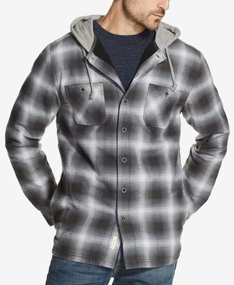 Hooded Shirt Jacket Faux Sherpa Lined 