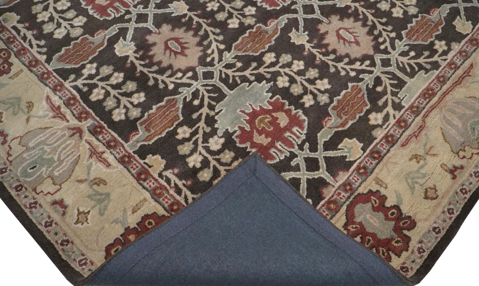PB Brandon Brown Hand Tufted 100% Wool William Morris Area Rug | Custom Wool Rug - Image 4 of 4