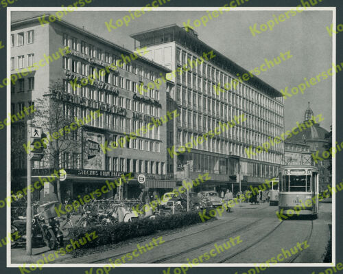 München Straßenbahnen Baureihen F und M Sonnenstraße Kino Peter Alexander 1956 - Afbeelding 1 van 1