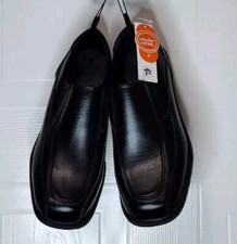 Boy Wonder Nation Dress Shoes Size 4 Med Black Slip on Loafers Square Toe