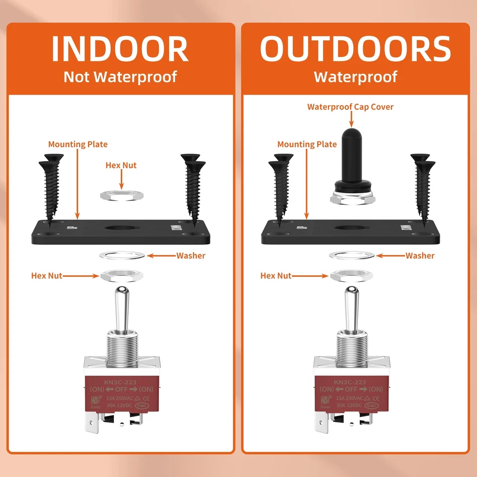 Reverse Polarity Toggle Switch 12V 30A DPDT Momentary ON-Off-ON Toggle Switch... - Image 3 of 4
