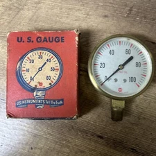US Gauge Co. Vintage White Face 100 lbs 2 3/4”  Gauge NOS