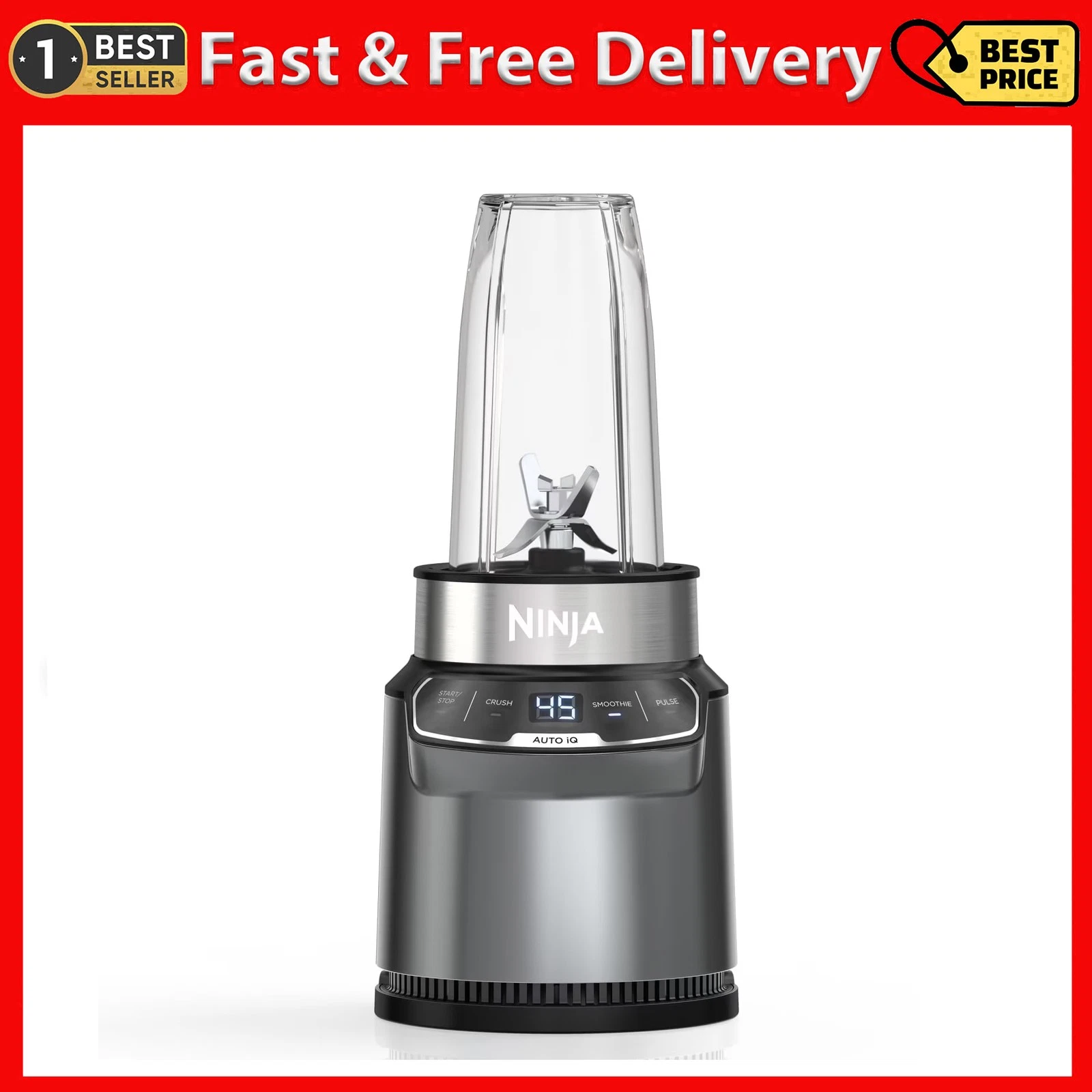 Ninja - Nutri-Blender Pro Personal Blender with Auto-iQ - Cloud Silver