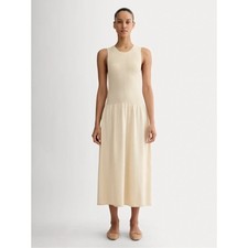 Everlane The Knit Crew Cream Sleeveless Midi Dress Cream Birch XL
