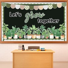 Greenery Classroom Bulletin Board Decorations Potted Plant Bulletin Board Set...