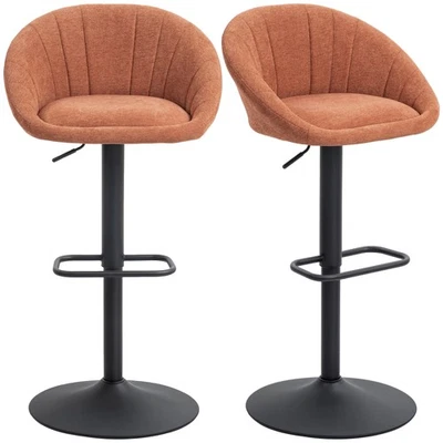 HOMCOM Swivel Bar Stools Set of 2 Height Adjustable Bar Chairs Orange