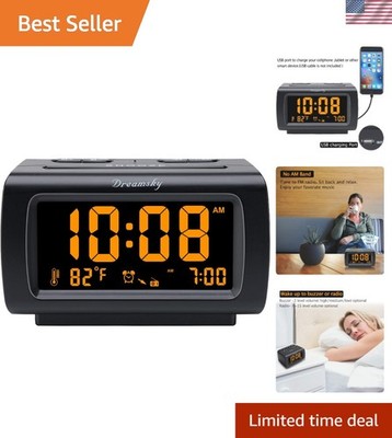 Multi-Function Alarm Clock Radio with Snooze Feature & Brightness Control