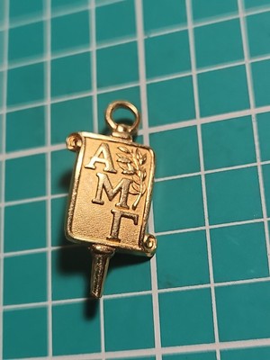 Vtg AMR Alpha Mu Gamma Fraternity Sorority Gold Tone Lapel Pin