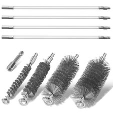 PokShow Drill-Powered Chimney & Pipe Cleaning Brush Kit - 50" Flexible Silver 
