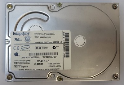 Maxtor / Apple 4K020H1 HDD, 20.4 Gb, IDE/ATA/ATAPI-5/UDMA-100 - Tested w/ pics