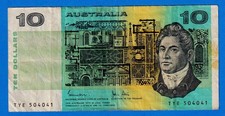 Australia $10 1974-1991 P-45d Johnston & Stone  Circulated Note  TYE 504041