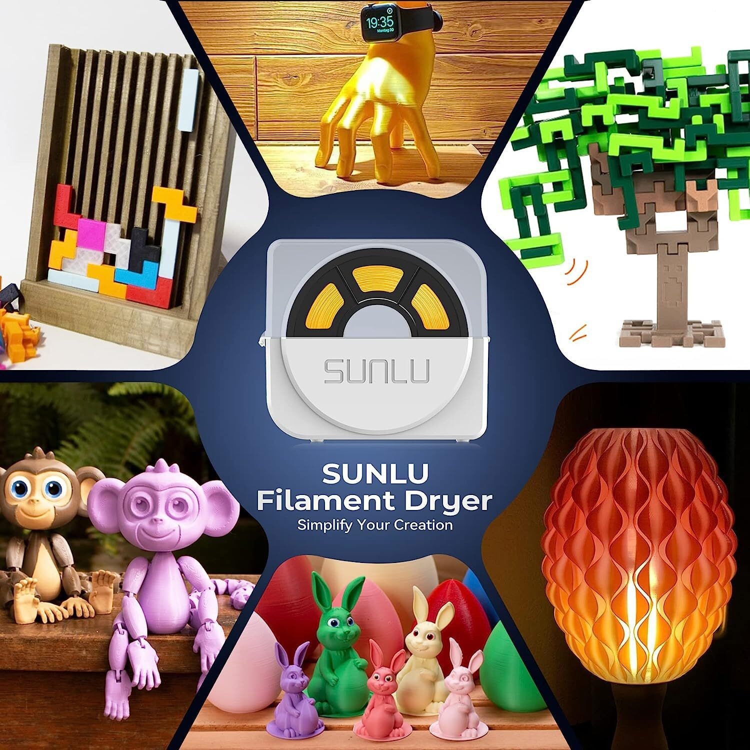 SUNLU S1 PLUS 3D Printer Filament Dryer with Fan Moisture-free Dryer Box Timer