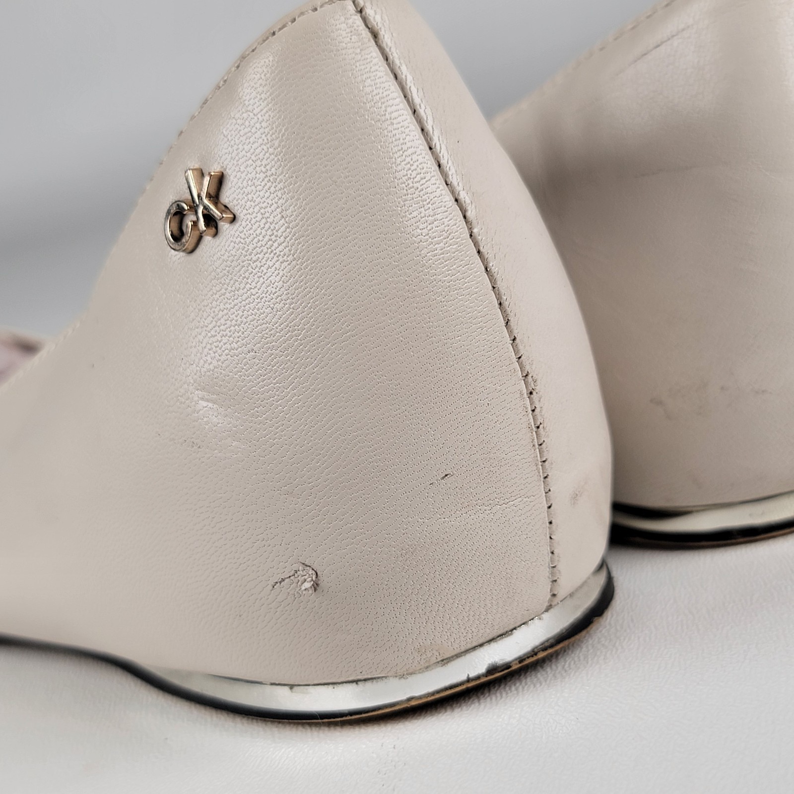 Calvin Klein Collection Women's 7.5 M Leather Ballet Flats  Biege thumbnail 11