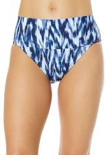 Women's Tie Dye Ikat Soft Band High Waist Swim Bottom, Medium, MSRP $60