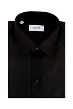 Men Eton Tuxedo Shirt Black Lurex Bib Jaquard Slim Fit Size 39 15.5