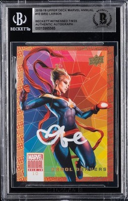 2020-21 Upper Deck Marvel Annual #10 Brie Larson Captain Marvel Auto BAS Beckett
