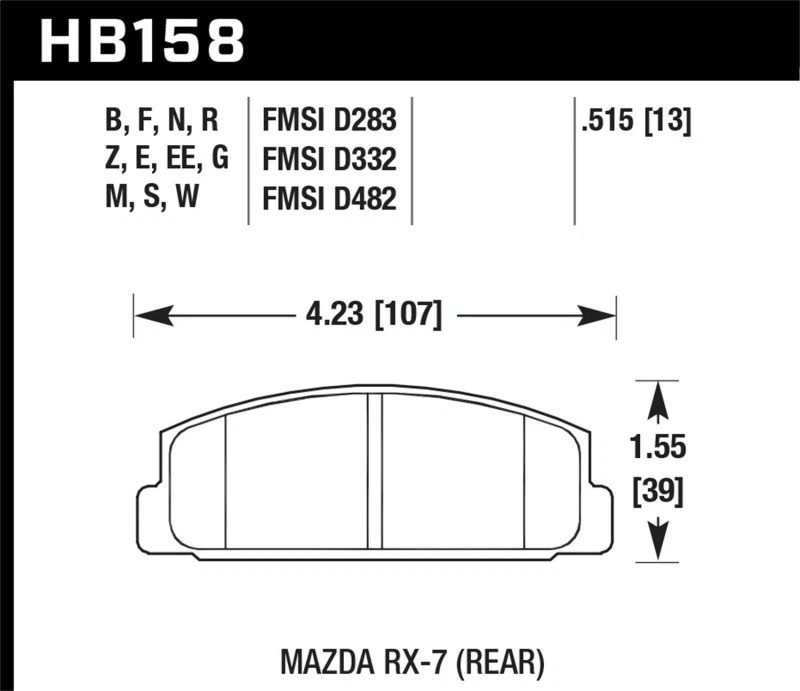 Hawk Performance HPS Fits 5.0 Rear Brake Pads For Mazda RX-7 & Mazda 6 - Image 3 of 4