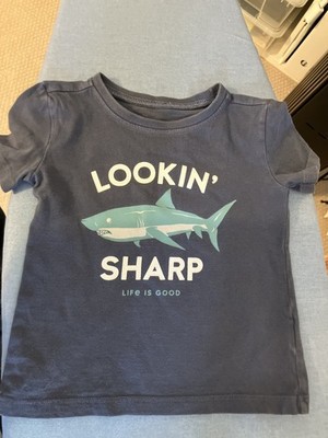 Life Is Good  child 2T Crusher T ''Lookin' Sharp'' shark short sleeve blue