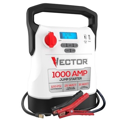 Vector VECJ1C 1000 Peak Amp Jump Starter with 120 PSI Compre