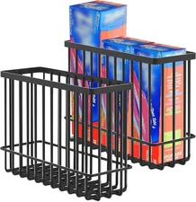 2 Pack Cabinet Door Organizer, Foil and Plastic Wrap Organizer, Wall Mounted Kit