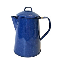 CAFETERA de Colección Cinsa Esmaltada Azul Moteado 9"H Camping Picnic Granja