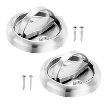 Steel Recessed Door Handles Round Flush Pulls Embedded Hidden Silver, 2Pcs