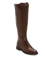 Frye And Co Women's 8.5 Wide Giovanna Wide Calf Stacked Heel Riding Boots Brown