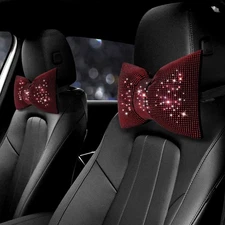 surpassme 2PCS Rhinestone Car Headrest Neck Pillow for Driving with Bling Bli...